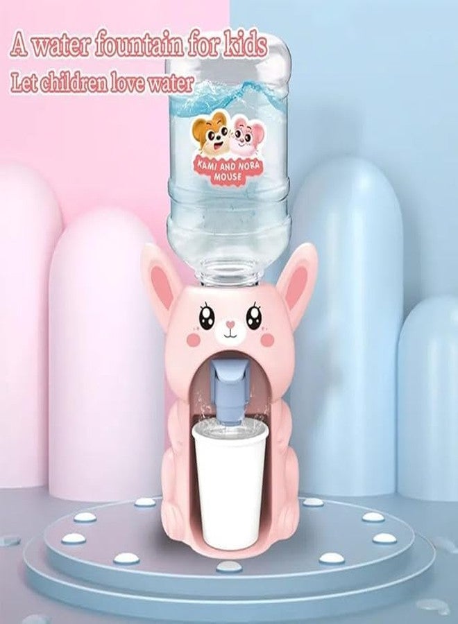 MANVI Water Dispenser Toy for Kids, Cartoon Character Drinking Fountain Pumps Water Juice, Tea, Milk Water Dispenser for Kids (Rabbit, Pink) - Image 2